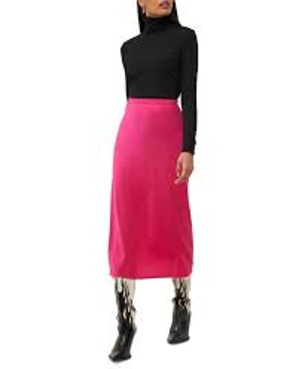 FRENCH CONNECTION Satin Midi Slip Skirt Hot Pink Size 2 Bright Fuchsia XS